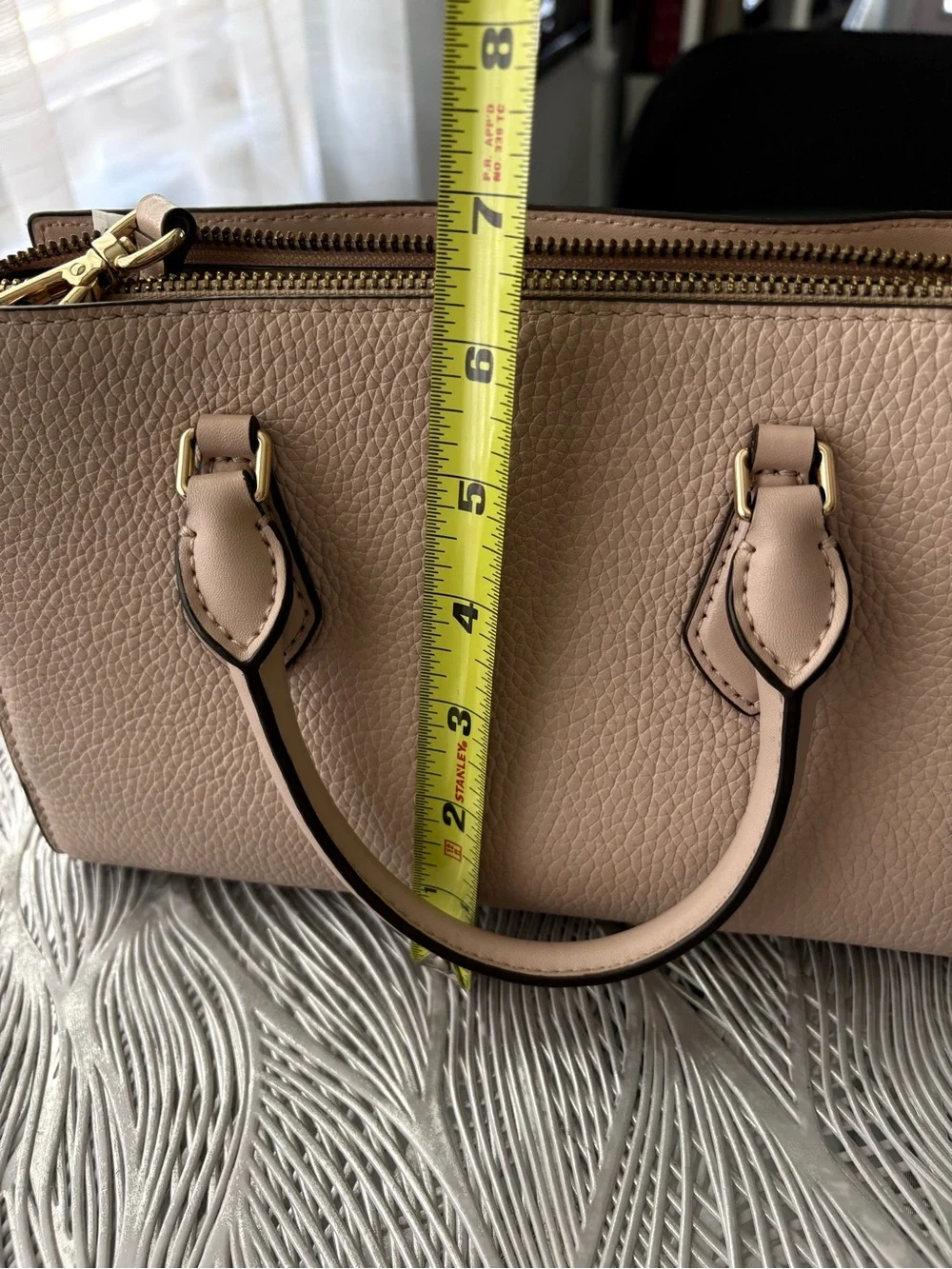Michael Kors Pebbled Leather Satchel in Blush Pink with Gold Hardware